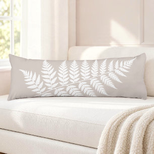 Woodland Inspired Mocha Taupe White Fern Body Cushion