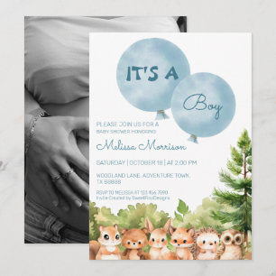 Woodland It's A Boy Baby Shower Invitation