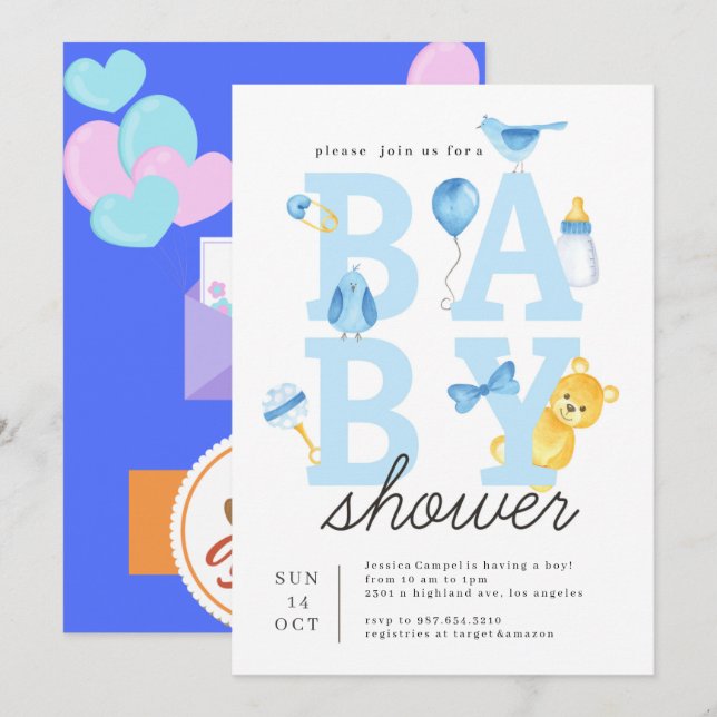 Woodland It's a boy forest friends baby shower  Invitation (Front/Back)