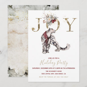 Woodland Joy Snow leopard Holiday Party Invitation