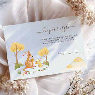 Woodland Kangaroo Baby Shower Diaper Raffle Card 