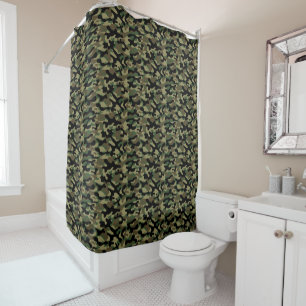 Woodland Khaki And Green Camo Pattern  Shower Curtain