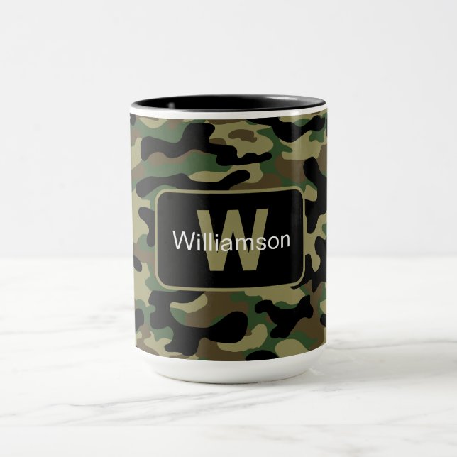 Woodland Khaki Camo With Personalisation   Mug (Center)