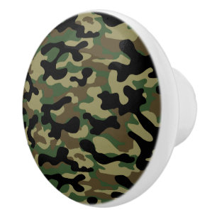 Woodland Khaki Camouflage Ceramic Knob