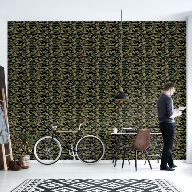 Woodland Khaki Camouflage Pattern  Wallpaper (Living Room)