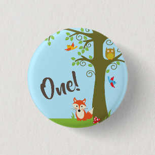 Woodland Kid's Birthday Party Cute Fox 3 Cm Round Badge