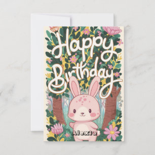 Woodland Kids Bunny Digital Birthday Card