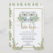 Woodland koala Eucalyptus Twin Boys Baby Shower