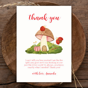 Woodland Ladybug Mushroom Baby Shower Thank You Card