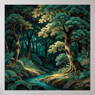 Woodland Landscape Enchanted Emerald Forest 🌿 Poster