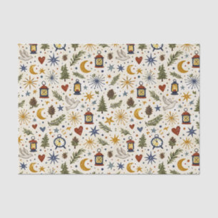 Woodland Lantern Winter Folk Pattern Tissue Paper