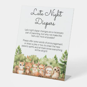 Woodland Late Night Diapers Change Notes Shower Pedestal Sign