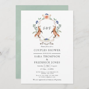 Woodland Laurel Crest Monogram Couples Shower Invi Invitation