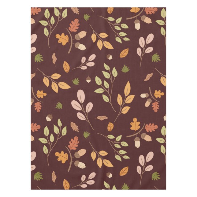 Woodland Leaves Autumn Theme Neutral Dark Tablecloth (Front)