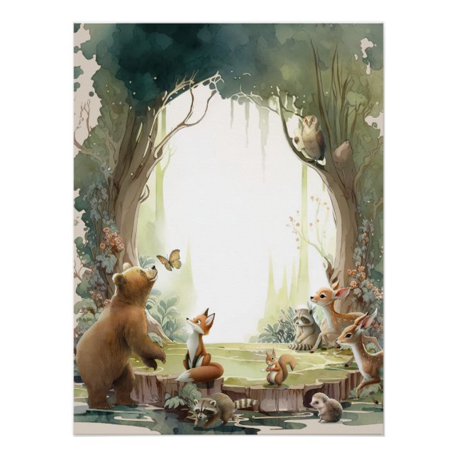 Woodland Let the Adventure Begin Baby Shower   Poster (Front)