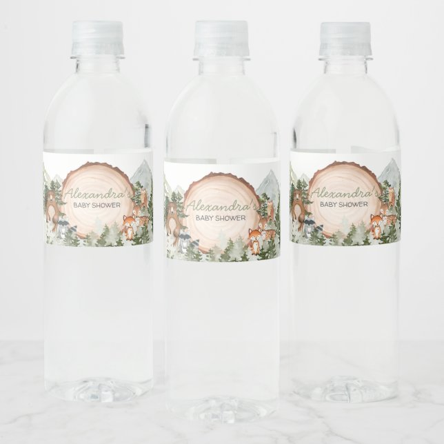 Woodland Let the Adventure Begin Baby Shower Water Bottle Label (Bottles)