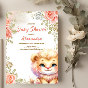 Woodland Lion Baby Safari Baby Animals  Invitation