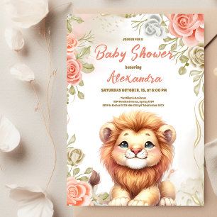 Woodland Lion Baby Safari Baby Animals  Invitation
