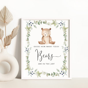 Woodland little bear guess how many teddy bears poster