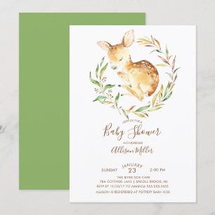 Woodland Little Deer Baby Shower Invitation