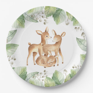 Woodland Little Deer Baby Shower Paper Plate
