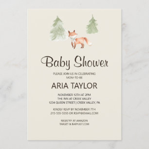 Woodland Little Fox Baby Shower Invitation