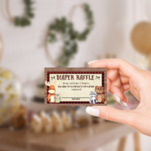 Woodland Lumberjack Baby Shower Diaper Raffle Card