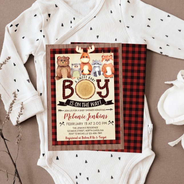 Woodland Lumberjack Boy Baby Shower Invitation (Creator Uploaded)