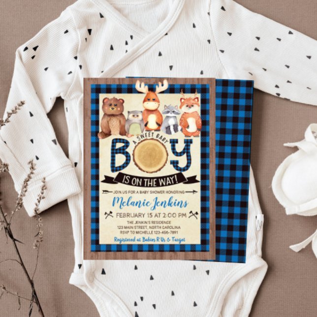 Woodland Lumberjack Boy Baby Shower Invitation (Creator Uploaded)