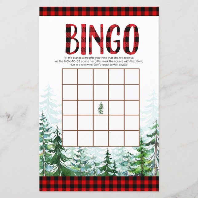 Woodland Lumberjack Forest Bingo Game (Front)