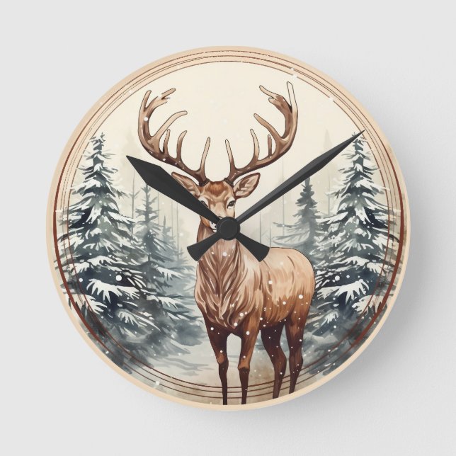 Woodland Majesty Round Clock (Front)