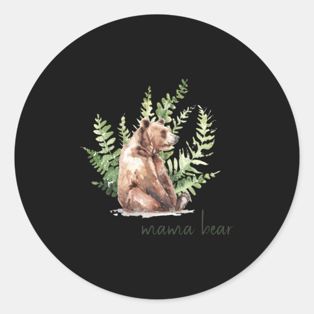 Woodland Mama Bear Baby Shower  Classic Round Sticker (Front)
