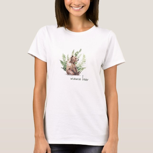 Woodland Mama Bear Baby Shower T-Shirt (Front)