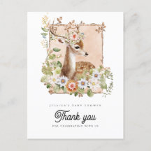 Woodland Manor Baby Shower Thank You Postcard