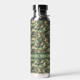 Woodland Militairy Camo Print - Personalized Water Bottle