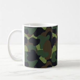 Woodland Military Camo Green Brown Black Pattern Coffee Mug