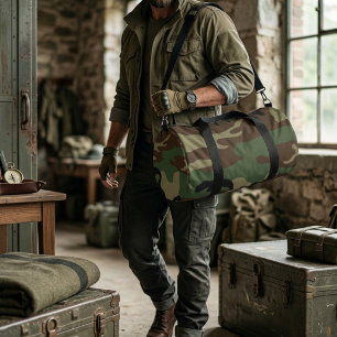 Woodland Military Camouflage Pattern Duffle Bag