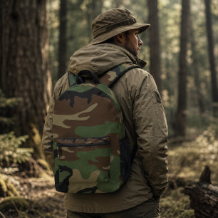 Woodland Military Camouflage Pattern Printed Backpack