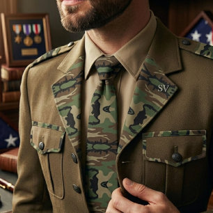 Woodland Military Camouflage Pattern Tie