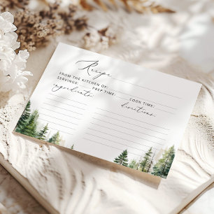 Woodland minimalist bridal shower recipe card
