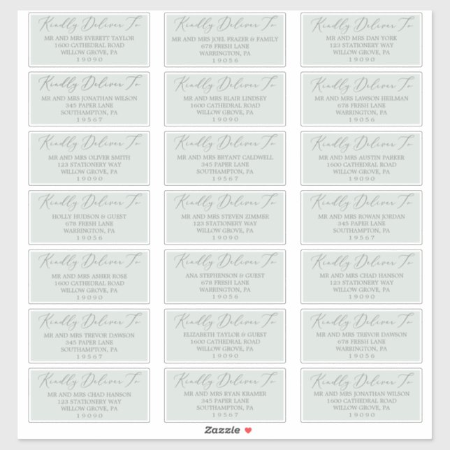 Woodland Mint Green Wedding Guest Address Labels (Sheet)