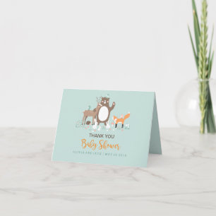 Woodland Mint Orange Baby Shower Thank You Card