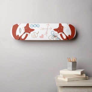 Woodland Modern Fox Arrows Acorn Leaf Pattern Skateboard