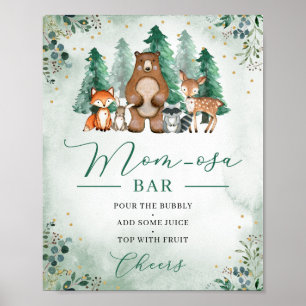 Woodland momosa bar sign animals Baby Shower