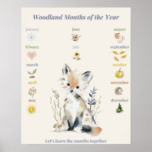 Woodland Months of the Year Poster