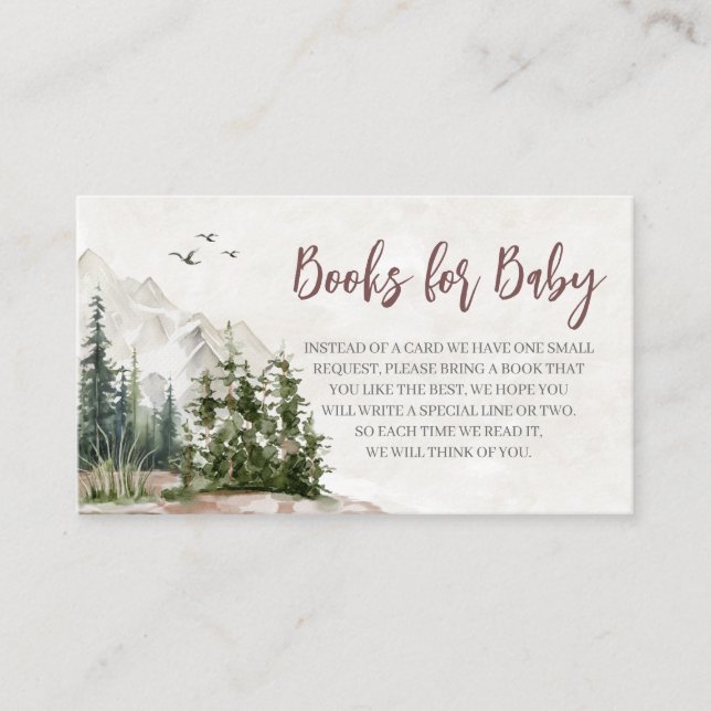 Woodland Mountain Baby Shower Books for Baby Enclosure Card (Front)