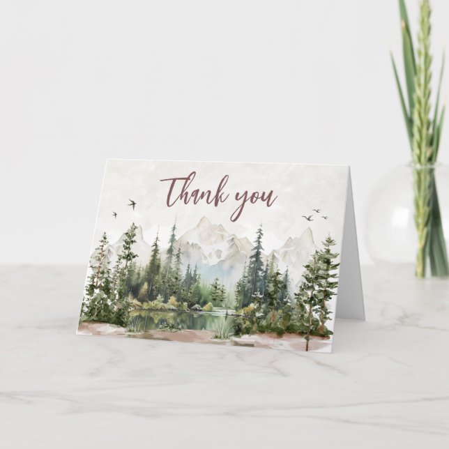 Woodland Mountain Baby Shower  Thank You Card (Front)