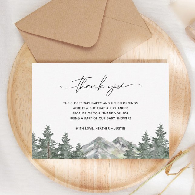 Woodland Mountain Baby Shower Thank You Cards (Creator Uploaded)