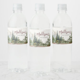 Woodland Mountain Baby Shower  Water Bottle Label