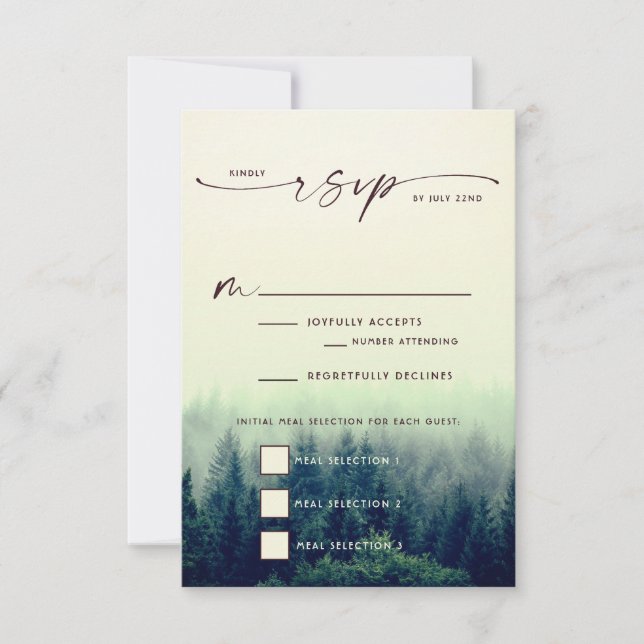 Woodland Mountain Wedding RSVP Card (Front)